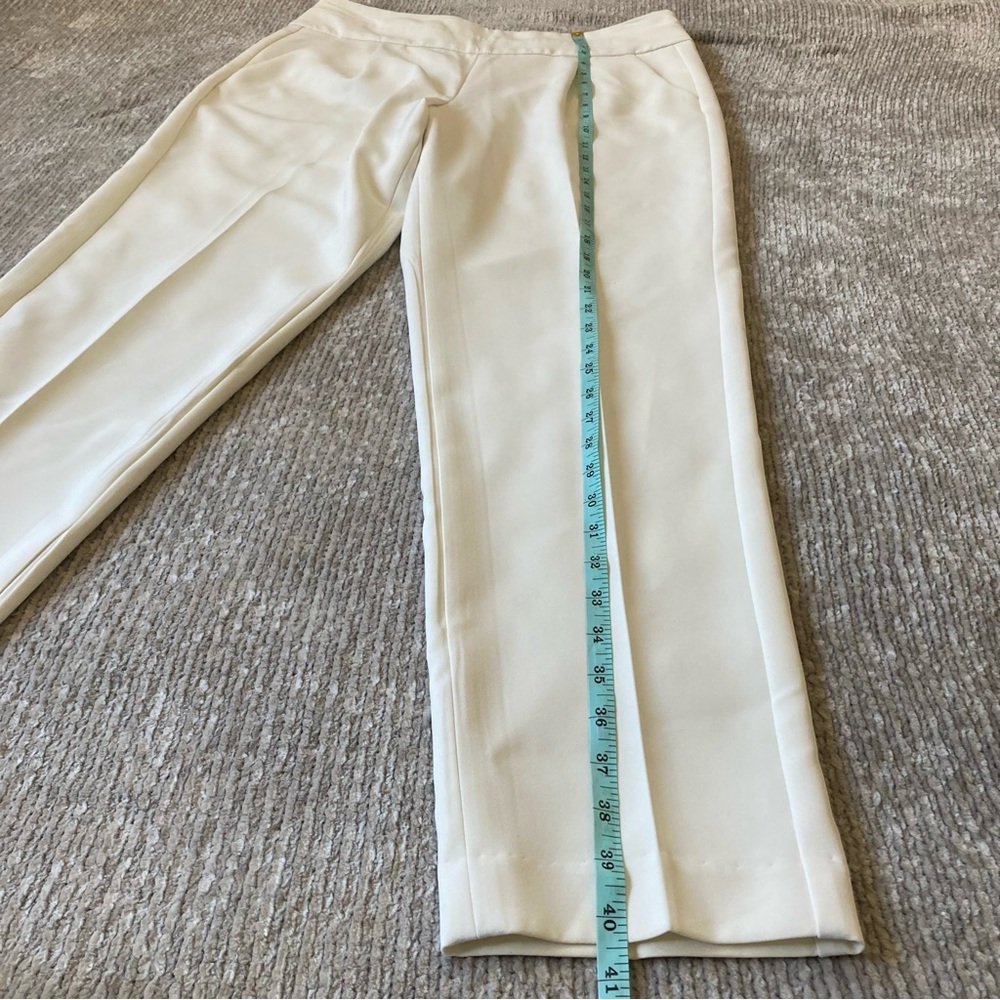 Milly Off White Tailored Trouser Pants Size 6 Side Zip Classic - Picture 5 of 8